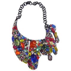 Bill Schiffer Multi color "Shield BIB Necklace" with Japanese crystals 7