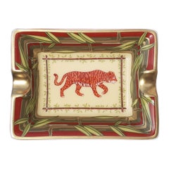 Cute Hermès Small Guest Ashtray Change Tray Tiger Print in Porcelain