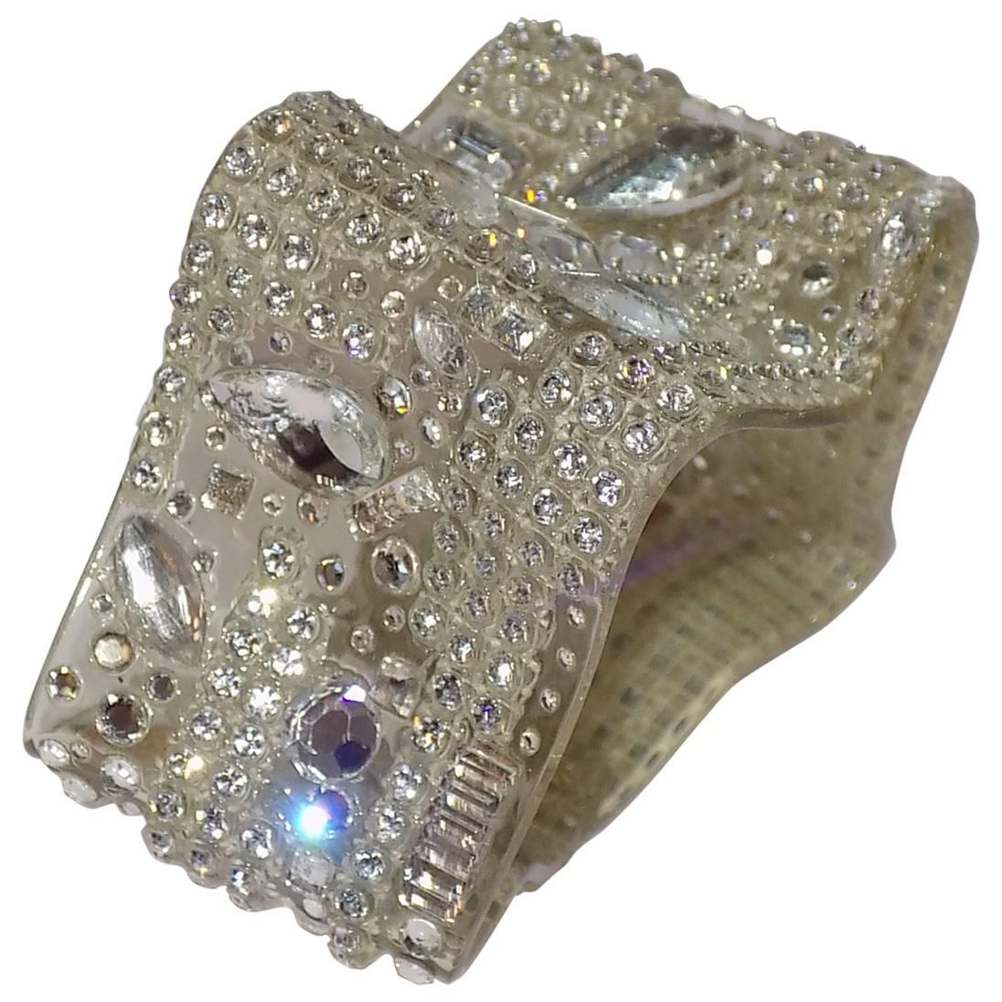Bill Schiffer Ribbon " Citi Lights" Cuff Bracelet with crystals For Sale