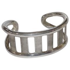 Bill Schiffer Architectual Double bar Sterling silver Cuff Bracelet Signed 5
