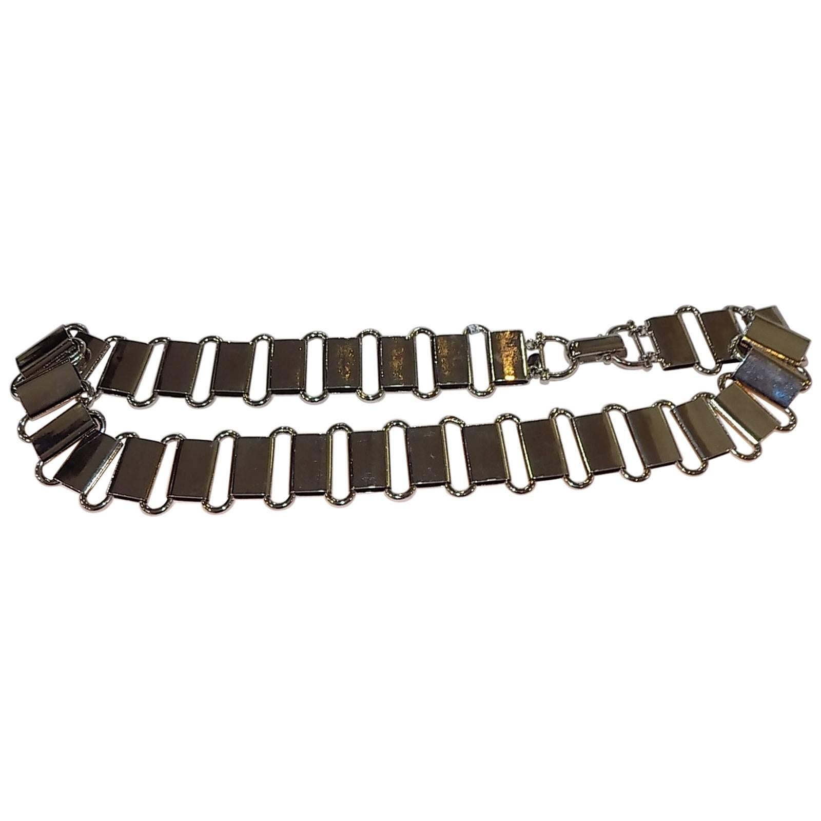 Paco Rabanne Vintage siver links metal belt For Sale