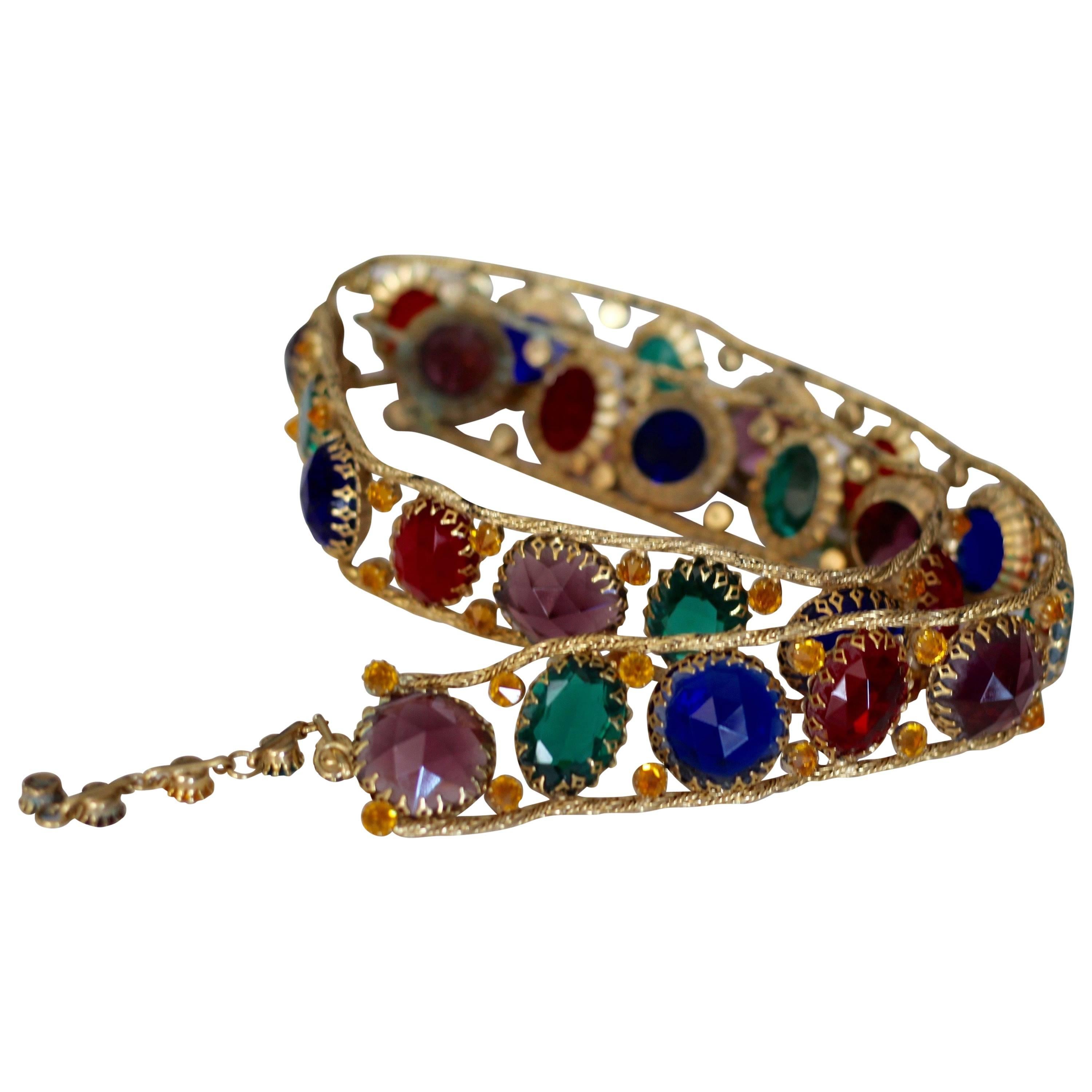 Schreiner of New York Multicolored Jeweled belt,  1960s  For Sale