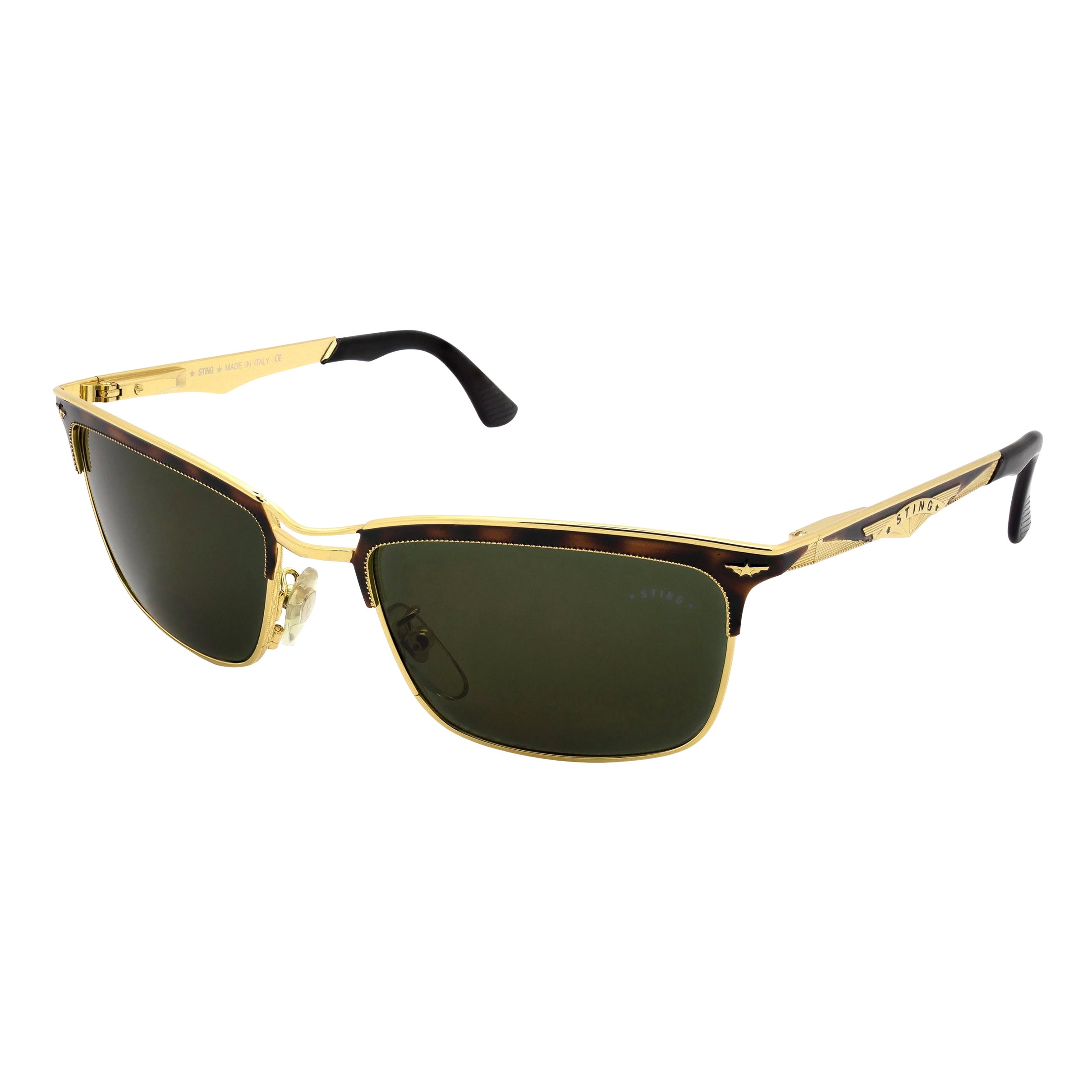 Sting gold vintage sunglasses, Italy 80s For Sale