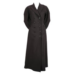 1986 AZZEDINE ALAIA charcoal wool gabardine RUNWAY coat with seamed back 