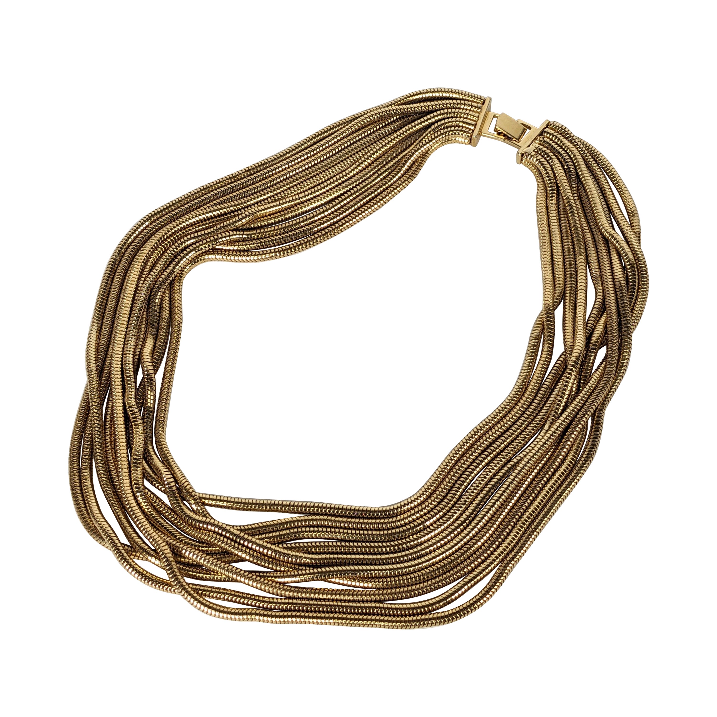 Elegant Gilt Snake Chain Draped Necklace For Sale