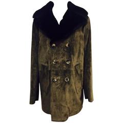 Valentino Winter 2008 Suede Double Breasted Coat W. Sheared Beaver Lining 12