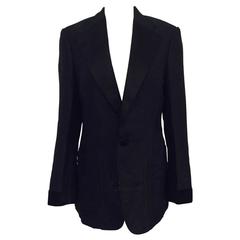 Gucci Black 100% Silk Abstract Paisley Print Smoking Jacket With Shawl Collar 11