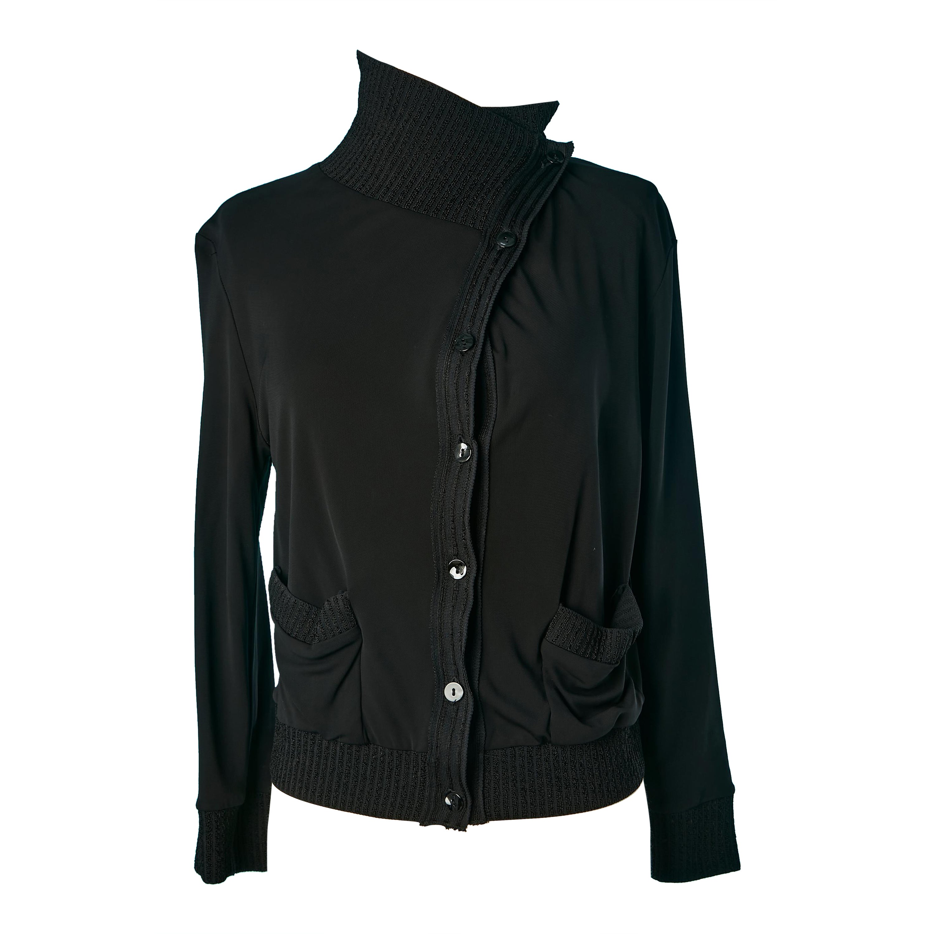 Asymmetrical  black rayon jersey jacket   Jean-Paul Gaultier Maille Femme  For Sale