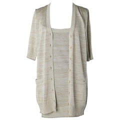 Silver and gold lurex knit mini-dress  and cardigan  Dolce & Gabbana