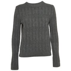 Hermes Grey Patterned Wool Knit Sweater M