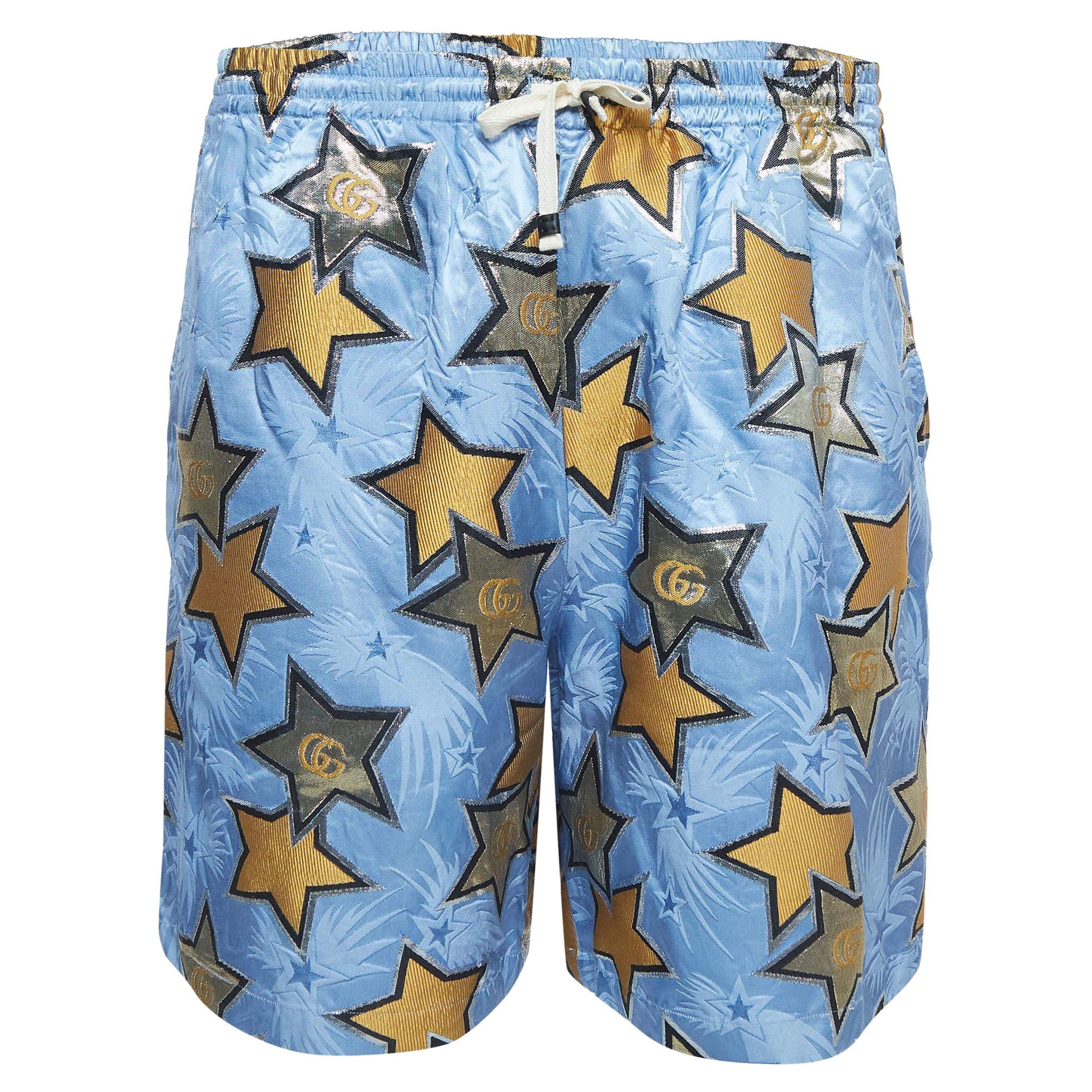 Gucci Blue Star GG Jacquard Bermuda Shorts S For Sale
