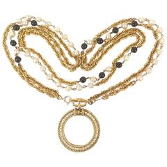 1985 Chanel Loupe Pearl and Rhinestone Necklace