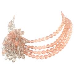 Vintage Coppola e Toppo Pink and Taupe Multifaceted Crystal Choker 