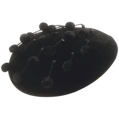 1950s Evelyn Varon Tambourine Beaded Pompom Hat 3