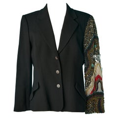 Black crêpe jacket with one full embroidery sleeve Christian Lacroix Bazar