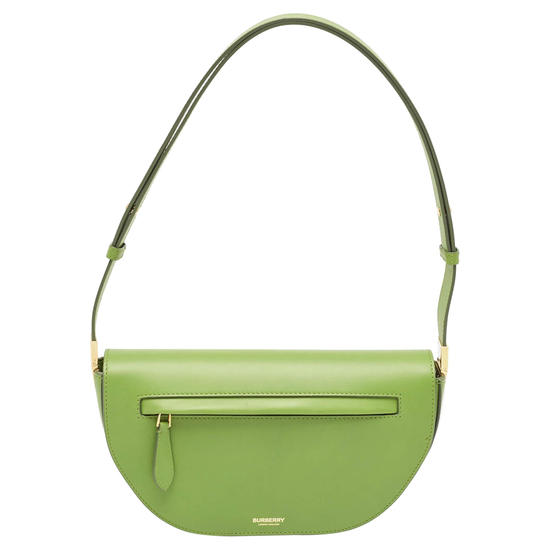 Burberry Green Leather Small Olympia Shoulder Bag For Sale