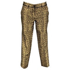 FAITH CONNEXION Size 2 Gold Black Polyester Blend Jacquard Tapered Dress Pants