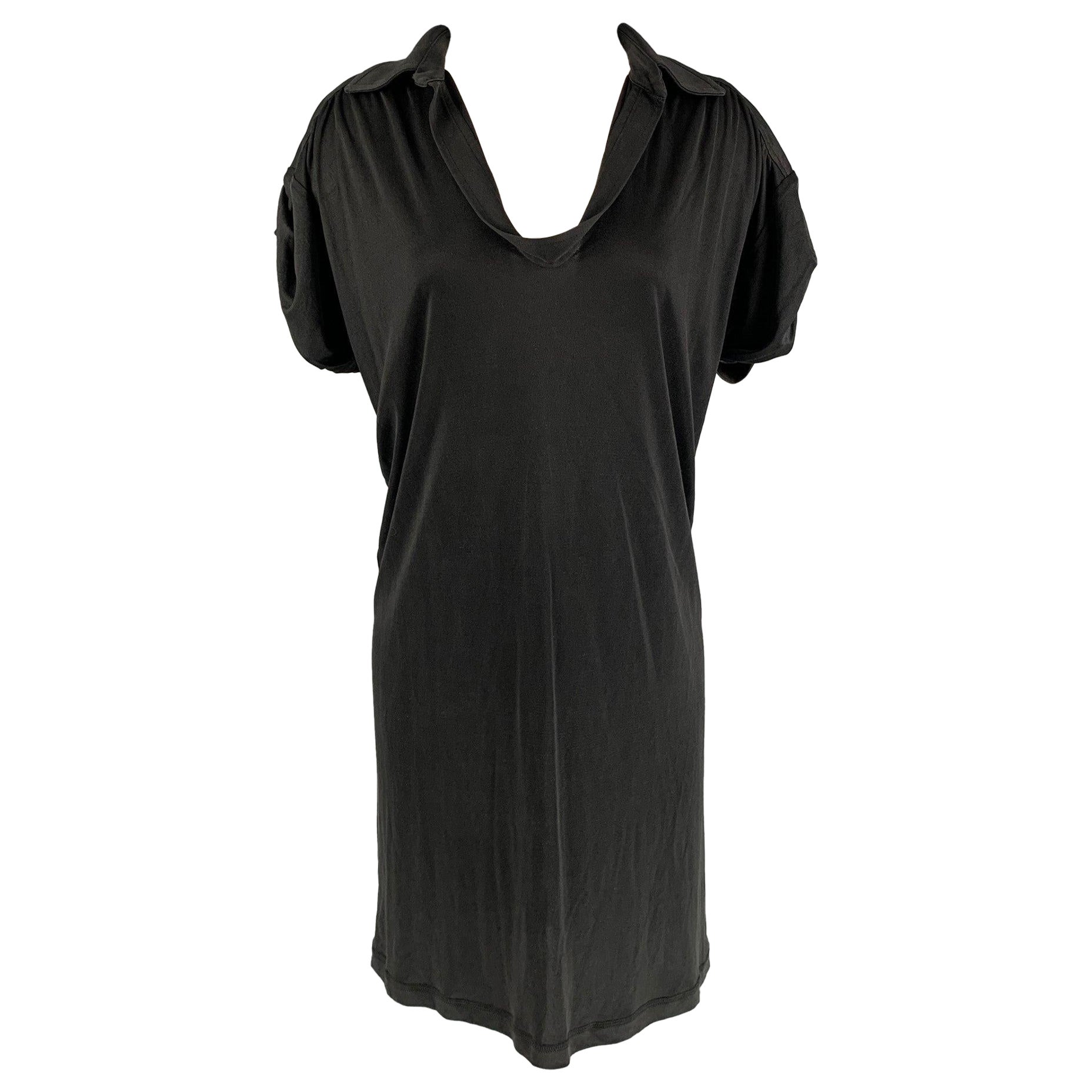 DEREK LAM Size M Black Silk Solid Dress For Sale