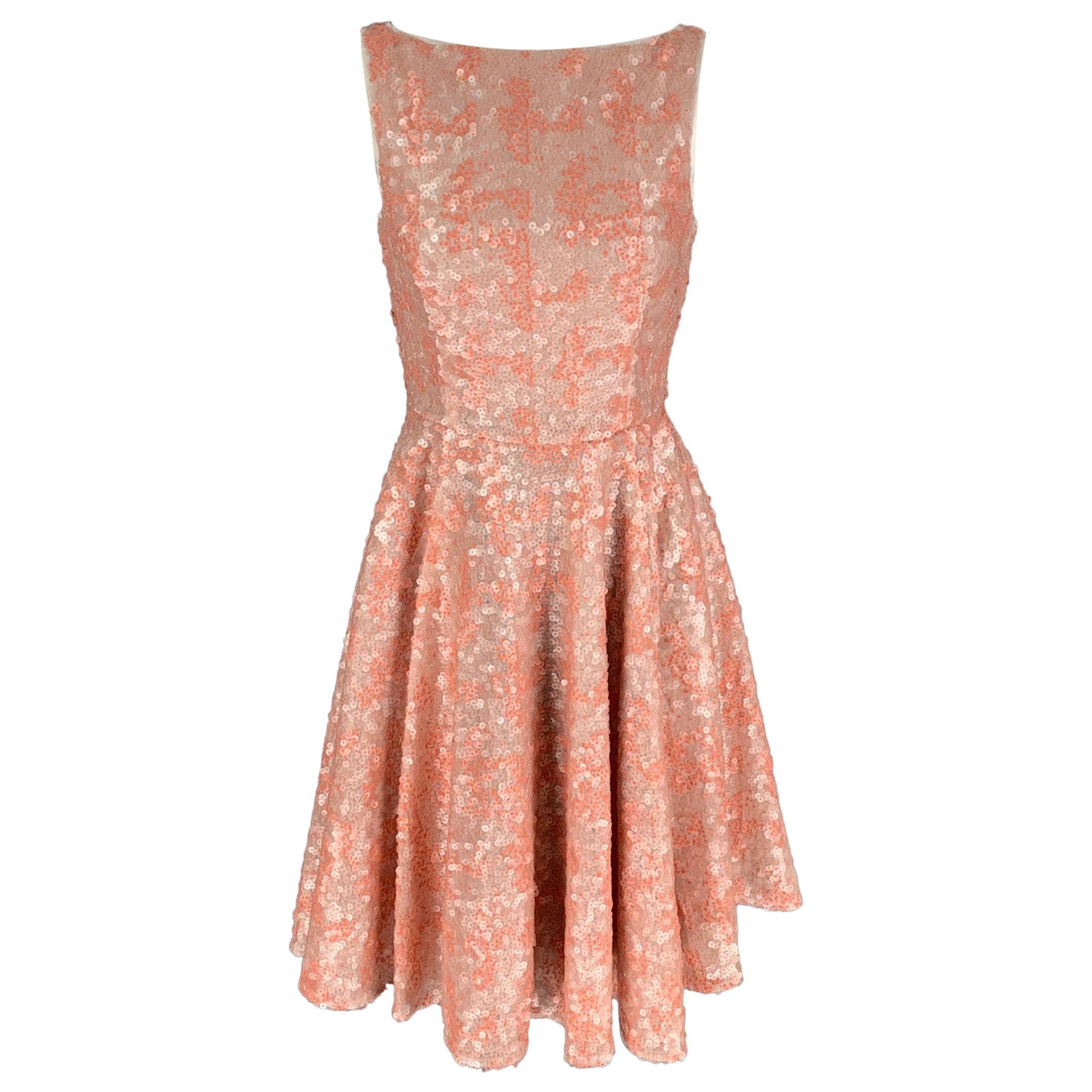 EMPORIO ARMANI Size 0 Orange Polyester Sequined A-Line Dress For Sale