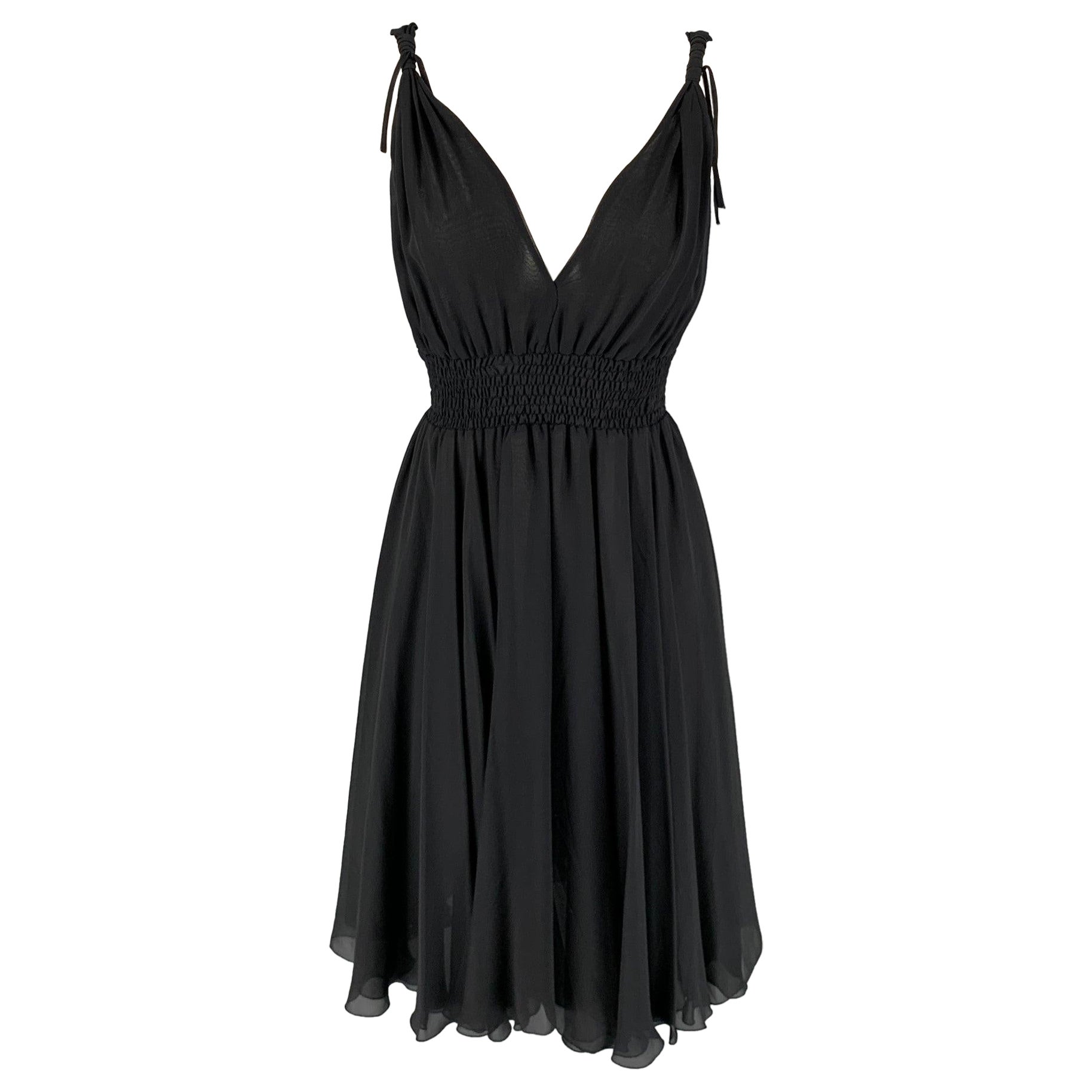 JOHN RICHMOND Size 6 Black Knotted Straps A-Line Dress For Sale