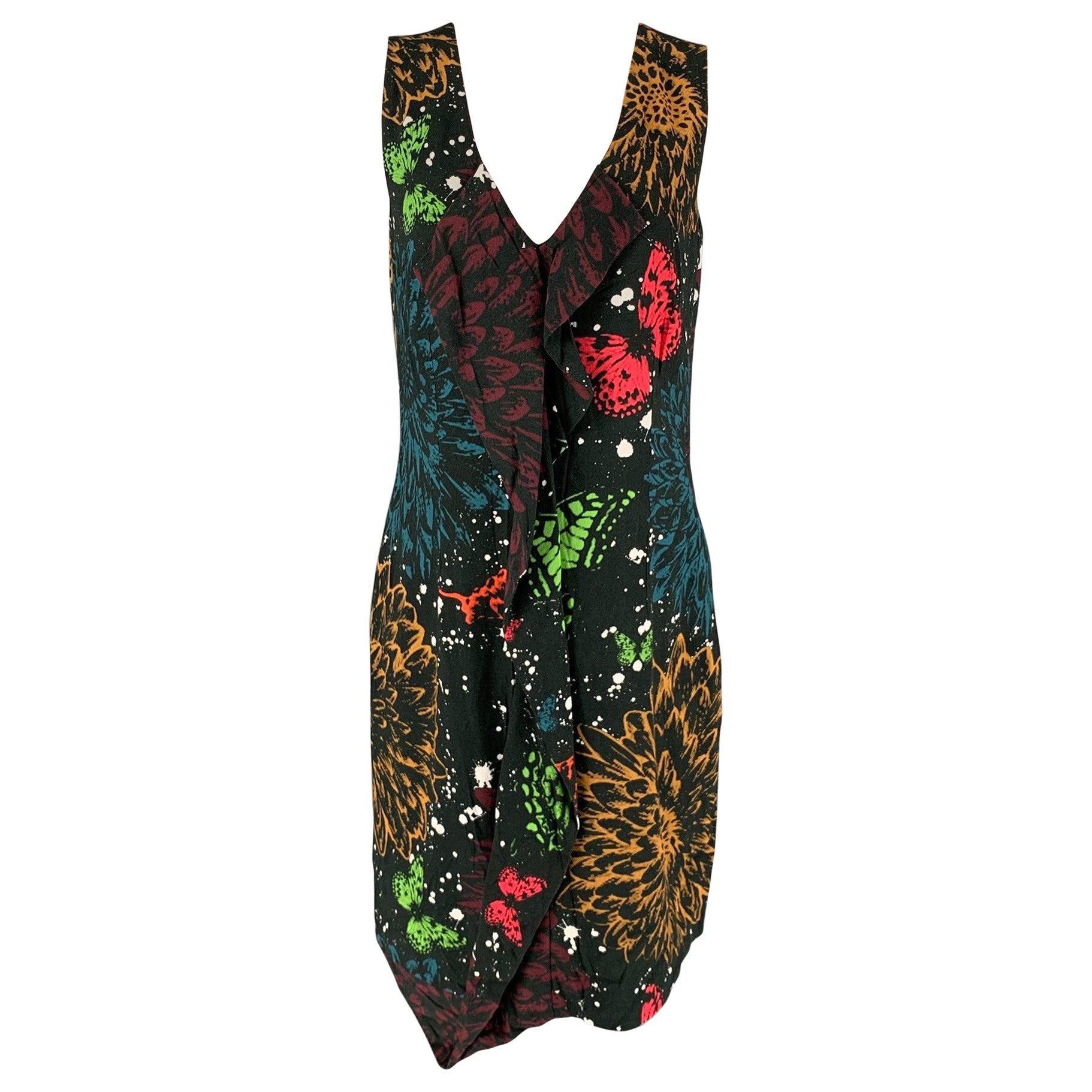 JOHN RICHMOND Size 6 Multi-Color Print Viscose Shift Dress