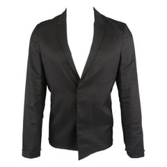 KRIS VAN ASSCHE 36 Regular Chaquetón de lana negro a capas con bordes crudos