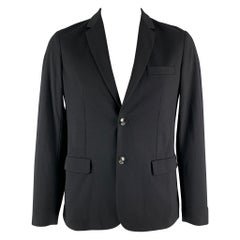 EMPORIO ARMANI Taille 42 Manteau de sport noir en viscose solide à revers échancré