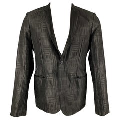 EMPORIO ARMANI - Manteau de sport en laine noire à revers pointu, taille 38