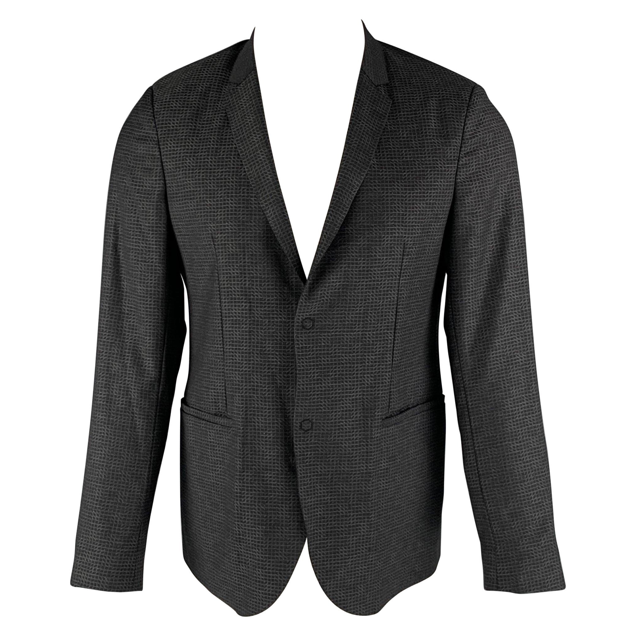 EMPORIO ARMANI Size 38 Charcoal Grey Wool Notch Lapel Sport Coat For Sale