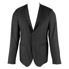 EMPORIO ARMANI - Manteau de sport en laine gris anthracite à revers clouté, taille 38