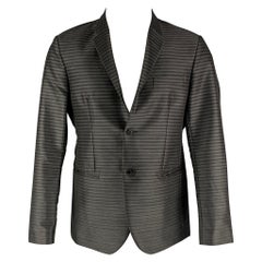 EMPORIO ARMANI - Manteau de sport à revers en laine mélangée gris anthracite, taille 38