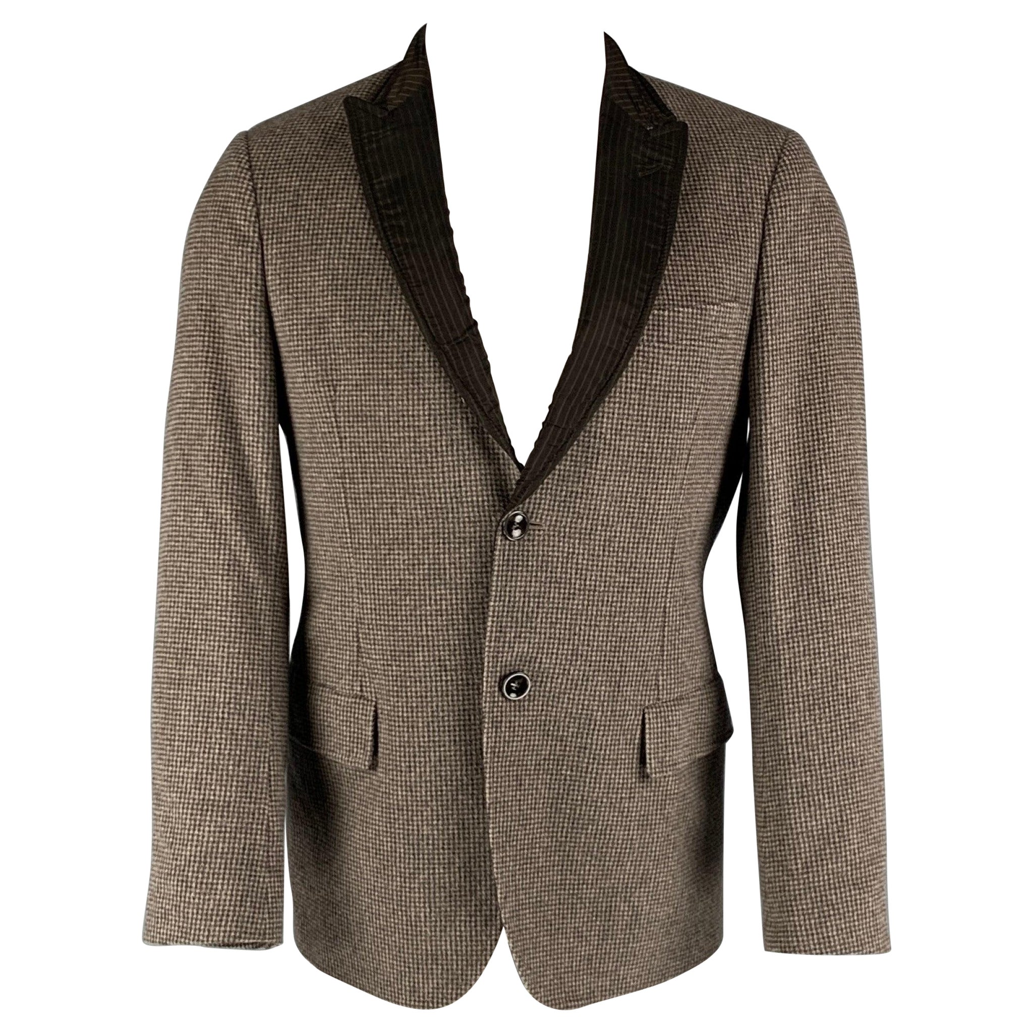 EMPORIO ARMANI Size 40 Grey Charcoal Checkered Angora Sport Coat For Sale