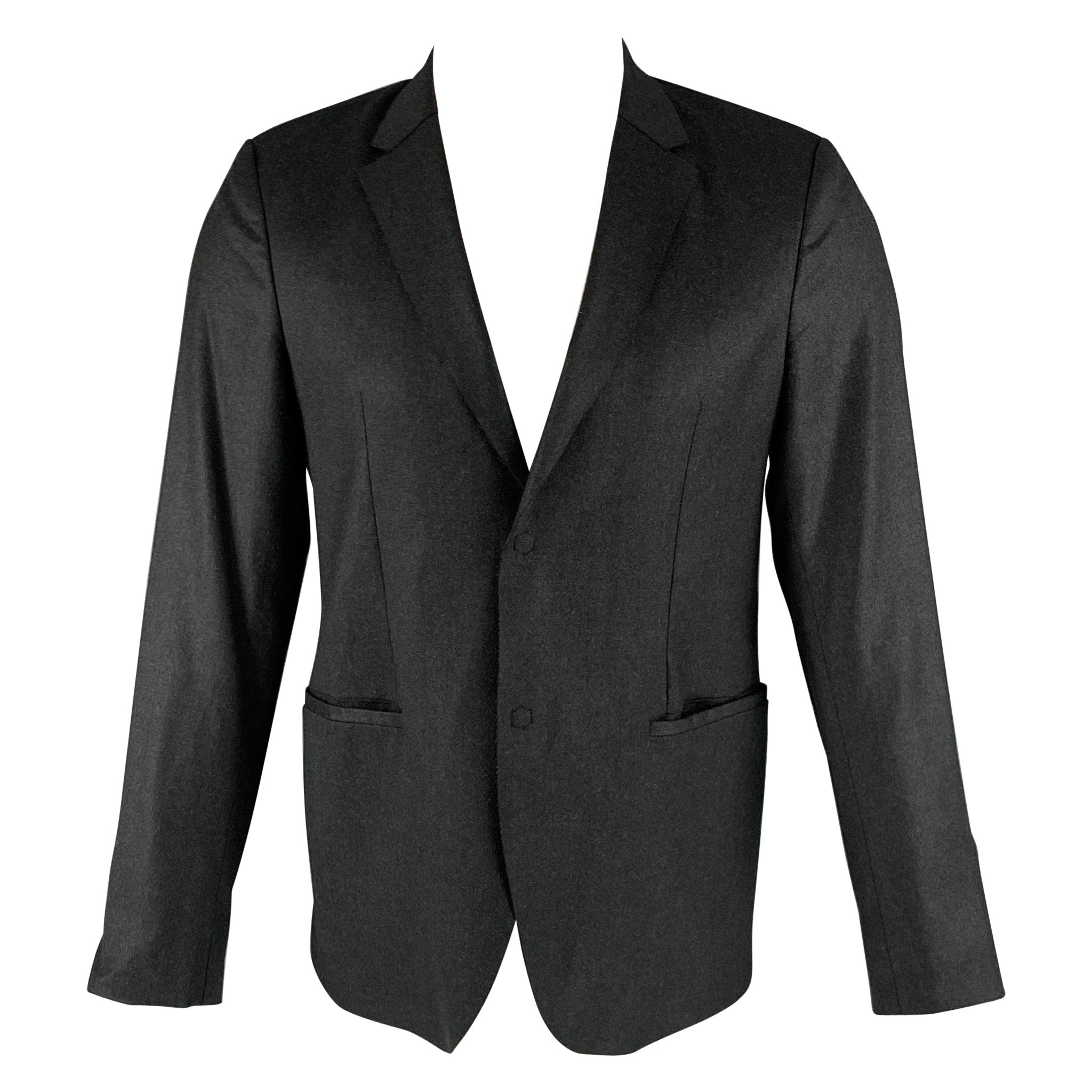 EMPORIO ARMANI Size 38 Charcoal Solid Wool Elastane Sport Coat For Sale