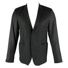 EMPORIO ARMANI Size 38 Charcoal Solid Wool Elastane Sport Coat