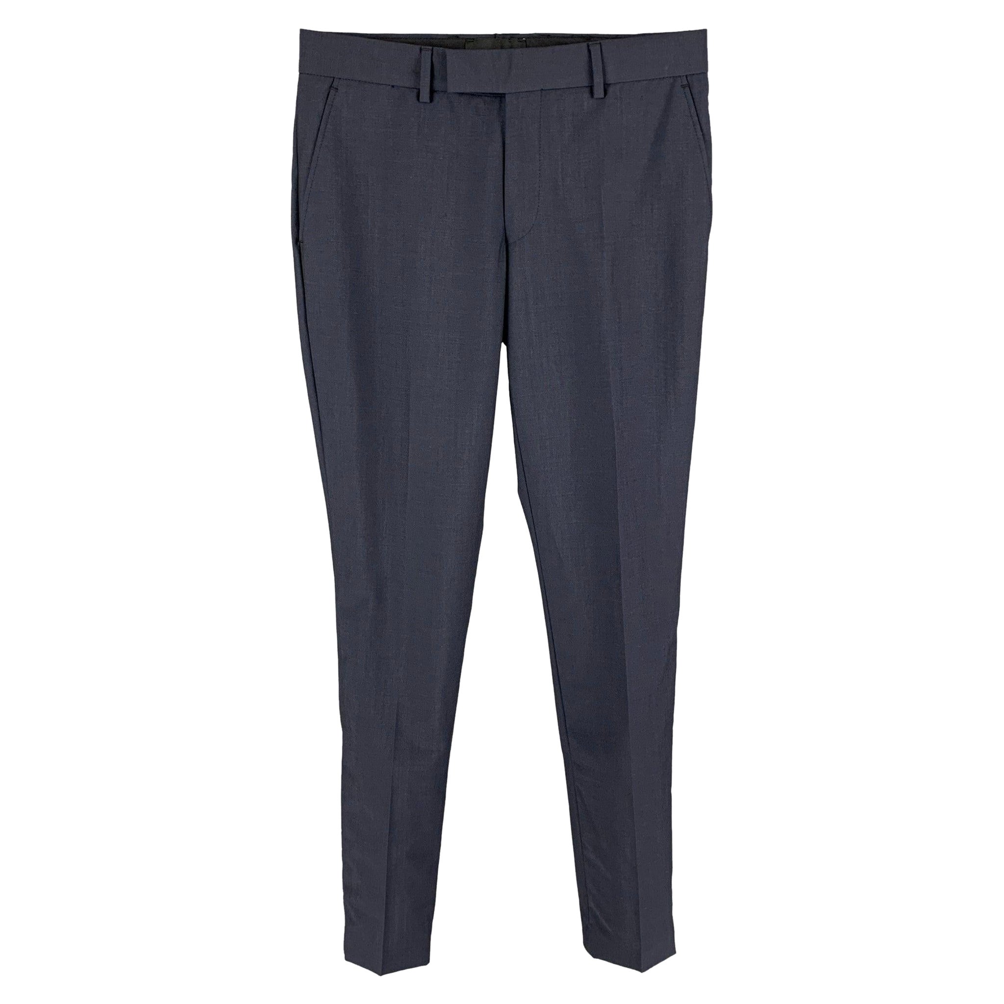 THE KOOPLES Size 28 Navy Wool Mohair Zip Fly Dress Pants For Sale