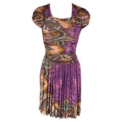 ETRO Größe 4 Lila Mehrfarbiges ärmelloses Kleid aus Viskose mit Paisleymuster