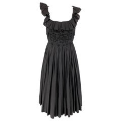 SONIA RYKIEL - Robe sans manches en coton noir avec appliques en ardoise, taille 4