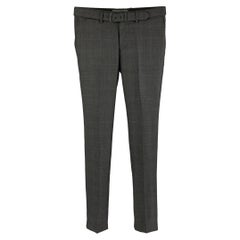 THE KOOPLES Taglia 28 Pantaloni a quadri in lana grigio antracite con zip e moschettone