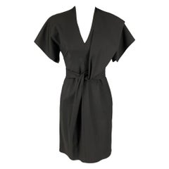 GIVENCHY Size 6 Black Virgin Wool Short Sleeve Dress