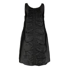 CHEAP and CHIC by MOSCHINO Größe 8 Schwarzes gerafftes ärmelloses Kleid aus Seide und Polyester mit Rüschen