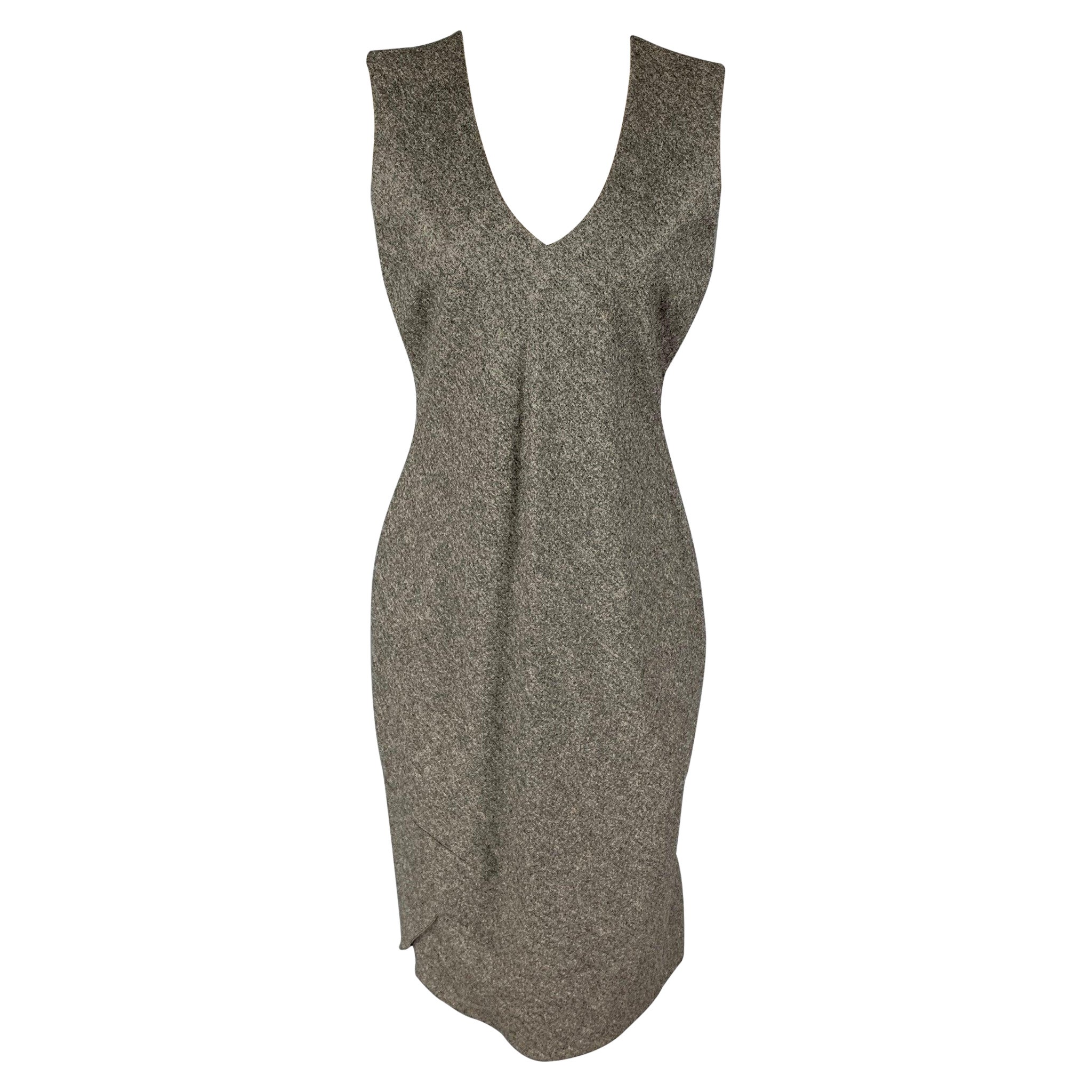 RICHARD TYLER Size 8 Grey Heather Virgin Wool Cashmere Heather Sleeveless Dress For Sale