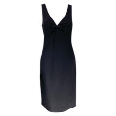 OSCAR DE LA RENTA Size 8 Navy Wool Sleeveless Dress