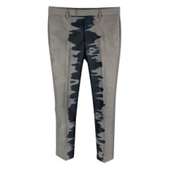 CALVIN KLEIN COLLECTION - Pantalon à volants en polyamide gris marine teint avec fermeture éclair - Taille 28