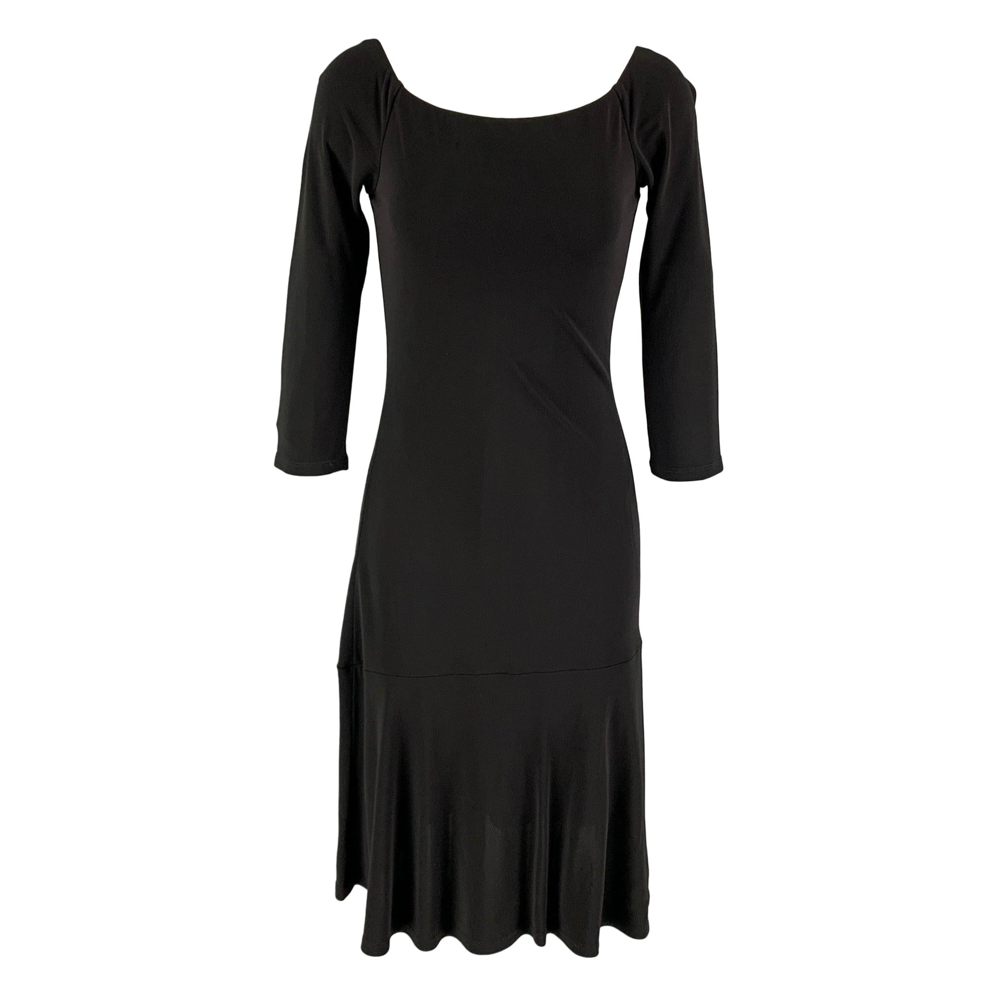 RALPH LAUREN Black Label Size M Black Viscose 3/4 Dress For Sale