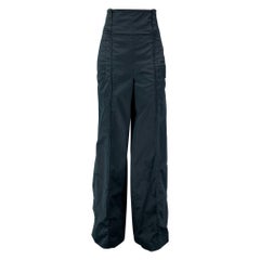 LOUIS VUITTON Taille 6 Pantalon habillé en coton taille haute marine