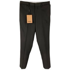 BURBERRY Size 30 Black Wool Zip Fly Dress Pants