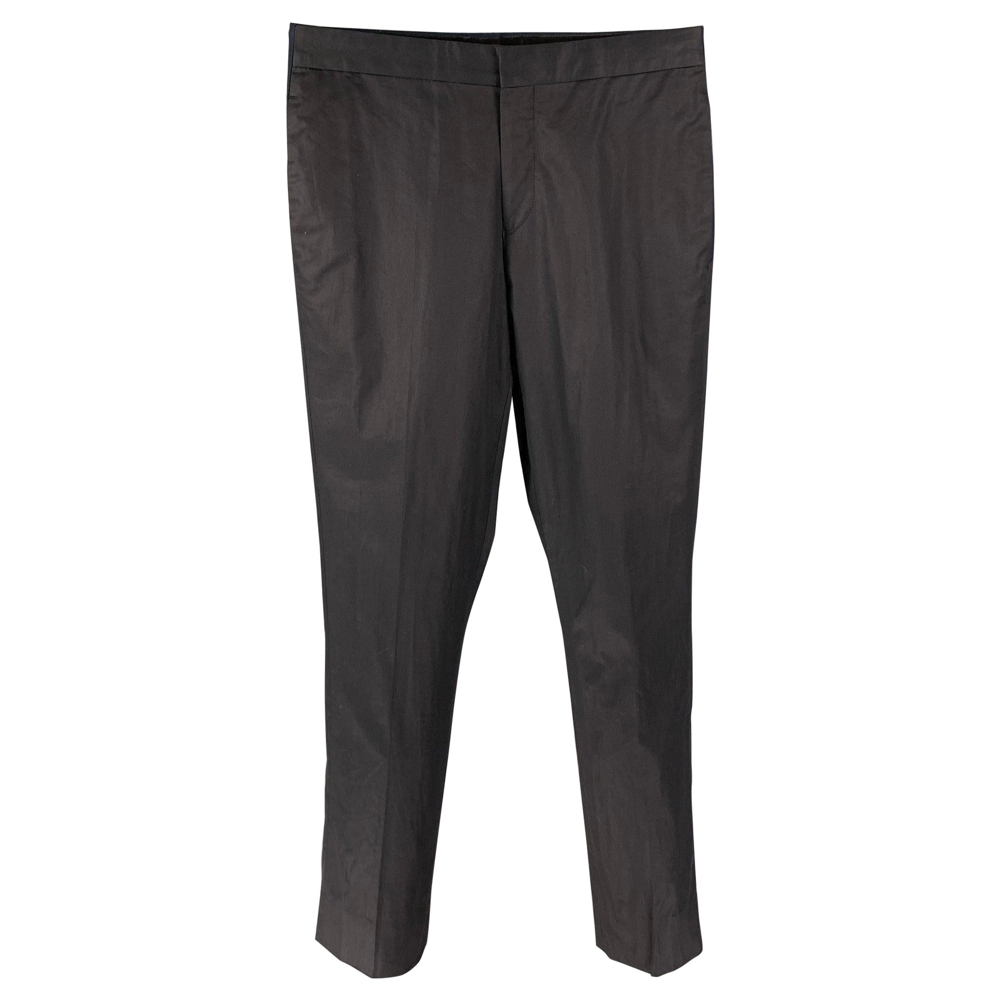 GIVENCHY Size 28 Black Navy Cotton Zip Fly Dress Pants For Sale