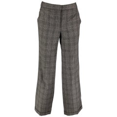 2009 por ALEXANDER McQUEEN  Talla 10 Pantalones de vestir de lana virgen gris de frente plano a cuadros