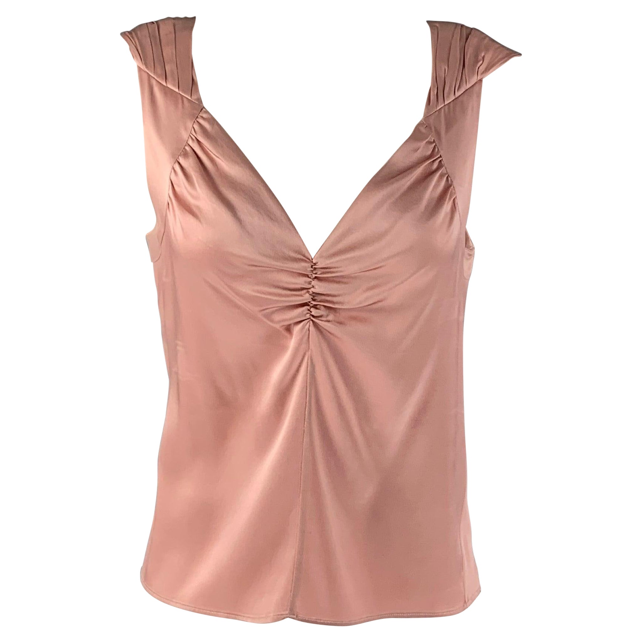 MARNI Size 4 Pink Silk &  Elastane Ruched Sleeveless Dress Top For Sale