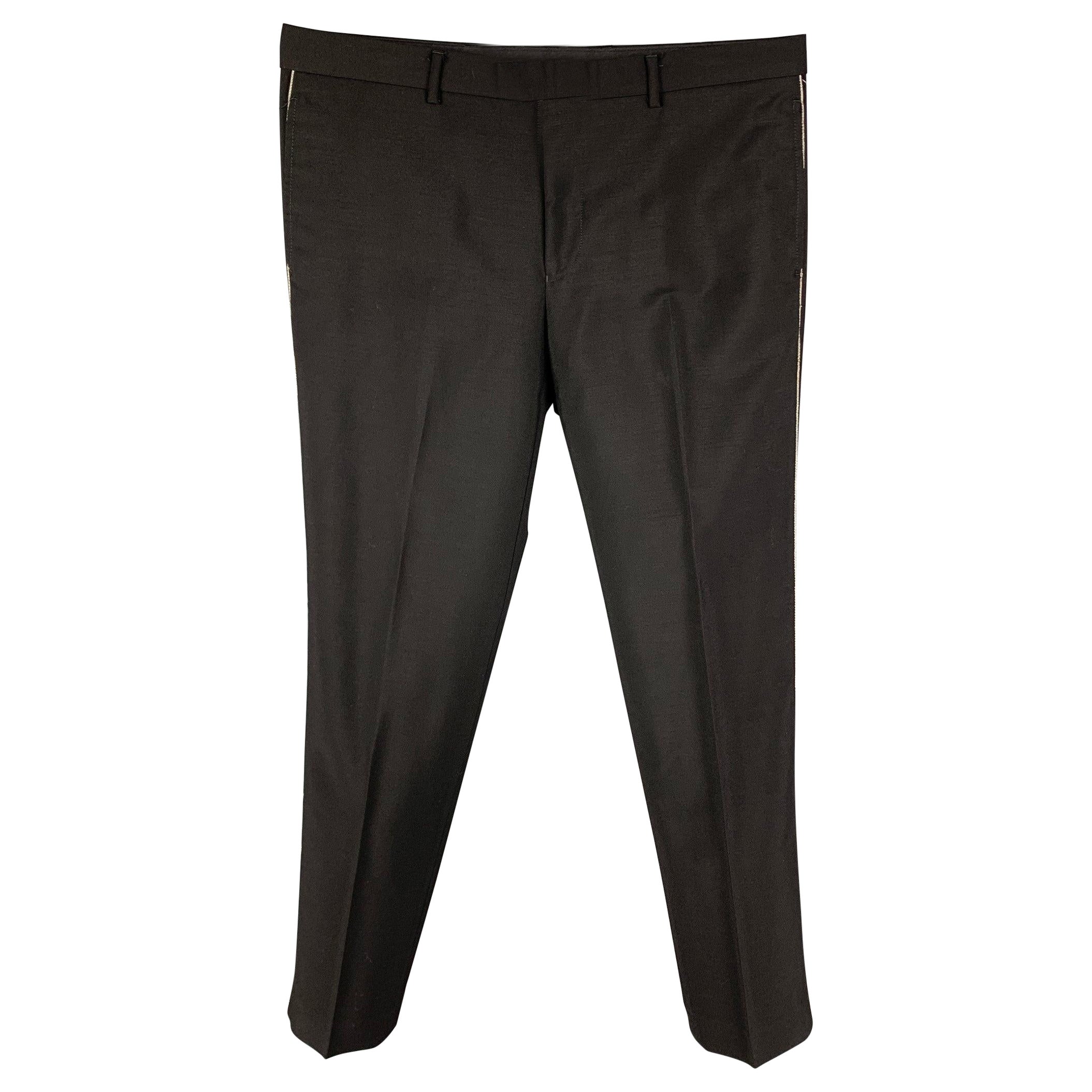 GIVENCHY Size 36 Black Wool Blend Zip Fly Dress Pants For Sale